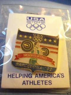 Summer Olympics 1992 Barcelona badge Weightlifting  