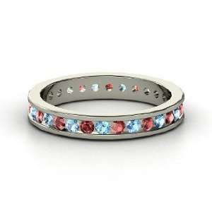  Alondra Eternity Band, 14K White Gold Ring with Red Garnet 