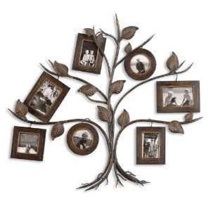   Tree Photo Collage Wall Mounted Mirror Lightly Dark Walnut Finish