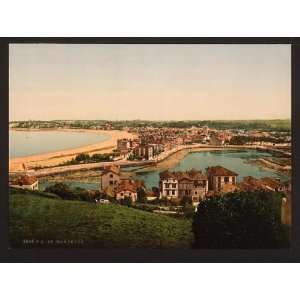 Photochrom Reprint of St. Jean de Luz and harbor, Pyrenees, France