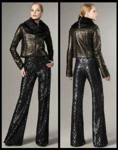 Alice+Olivia Paula High Waisted Sequin Dress Pants 2 XS UK 6 NWT Black 