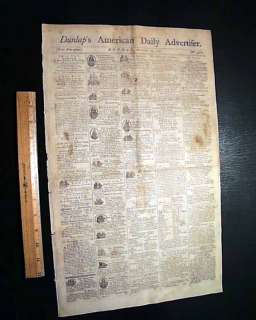 GEORGE WASHINGTON & Family Mount Vernon 1792 Newspaper  