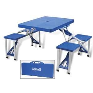  Portable Folding Picnic Table w/ Integrated Benches: Patio 