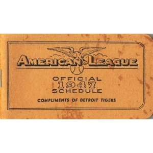  1947 Detroit Tigers American League Pocket Schedule 