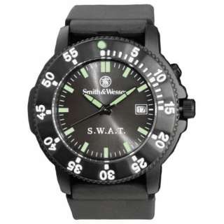 Smith & Wesson SWAT Watch SWW 45 Black Rubber Band Back Glow Police 