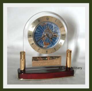 Acrylic World Clock Personalized Engraved Executive Military Award 