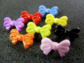 60 ASSORTED CRAFT BOW RIBBON MINI PLASTIC BUTTONS A368  