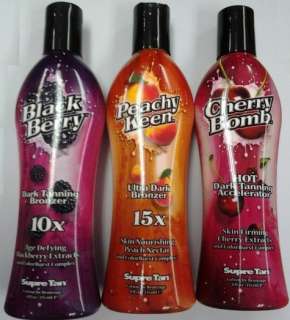   Black Berry & Peachy Keen & Cherry Bomb Tanning Lotion by Supre  