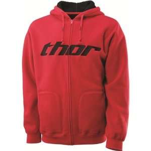  Thor MX Waffle Mens Hoody Zip Casual Sweatshirt   Red 