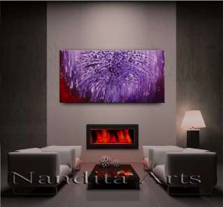   Art abstract oil painting purple contemporary wall art flower gallery