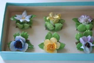 Vintage Adderley Bone China Flowers Name Place Card Holders   Hand 