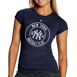   Ladies Pro Sports Baseball Club T Shirt   Navy Blue
