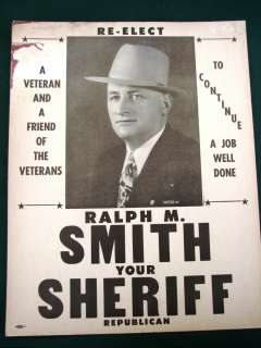Spokane Washington Sheriff 1950s Campaign Poster  