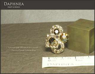 adorned with brown crystal fashion Ring FR190542  