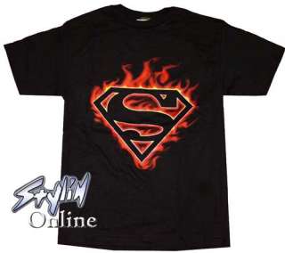 DC Comics Superman Flame Fire Logo T Shirt XL Flaming  