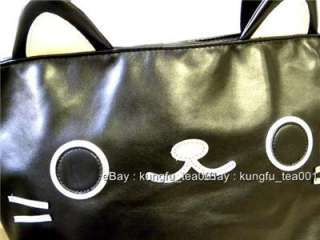 Wara Heko Black Cat PU Shoulder Handbag Tote Bag Purse  