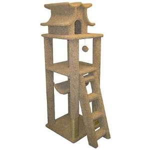  Wood Large Cat Tree House Cat Tower, Beige Carpet Pet 