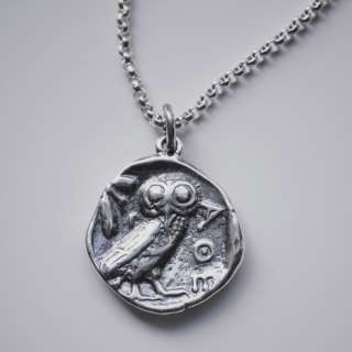 Sterling Silver Greek Athenas Owl Coin Necklace no.2  