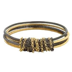 Bonded Bangle Set Featuring Five Assorted Texture Bangles in Gold 