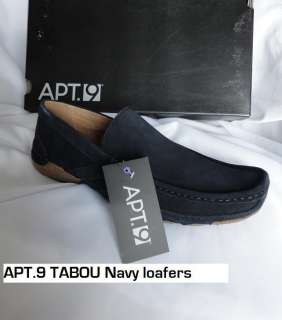 Apt.9 Mens TABOU Navy Suede slip ons loafers casual shoes 10.5 11 NEW 