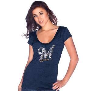  Milwaukee Brewers Burnout Scoopneck Tee by Majestic 