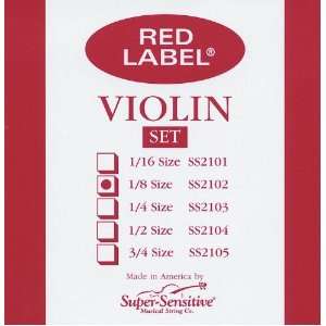  Super Sensitive Red Label 2102 Violin String Set, 1/8 