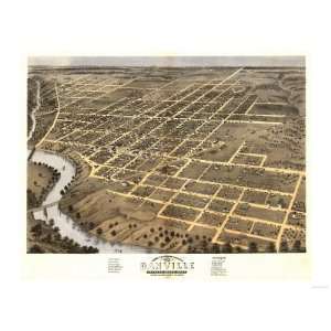  Danville, Illinois   Panoramic Map Giclee Poster Print 