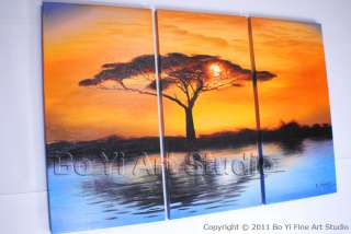   Contemporary Canvas Wall Art Landscape Oil Painting Africa Sunset