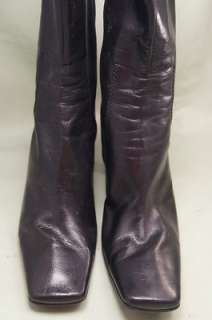 Nine West Mid Calf Black Leather 9.5 M Womens Western Boots  