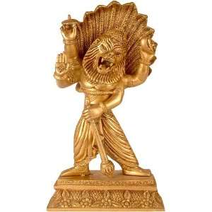  Lord Vishnus Narasimha Avatara   Brass Statue