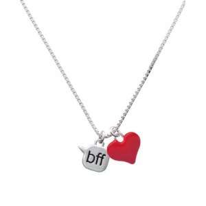   Best Friends Forever   Text Chat and Red Heart Charm Necklace Jewelry