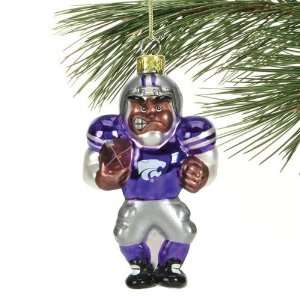 Kansas State Wildcats Angry Football Player Glass Ornament:  