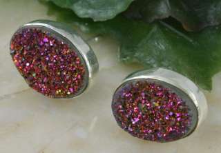 NICE TITANIUM DRUSY DRUZY 925 SILVER EARRINGS 1 /2 4.1 g  