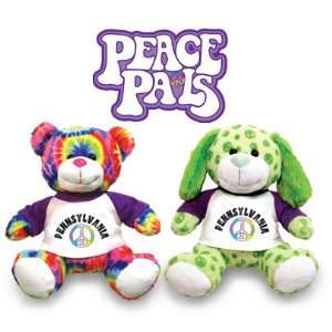   Peace Pals green PUPPY or tie dyed TEDDY bear: Toys & Games