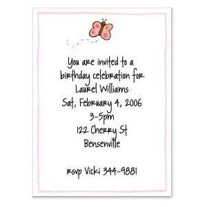  Kates Pink Butterfly Birth Announcements