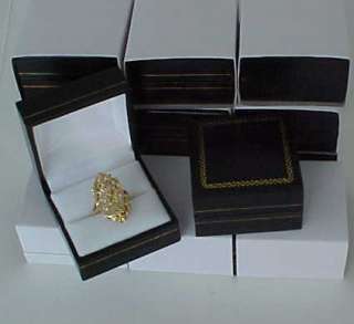   LEATHERETTE Gold Emnbossed Trim Jewelry RING Gift Boxes   1 dozen