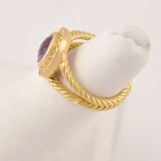 David Yurman 18k Petite Albion Amethyst Diamond Ring  