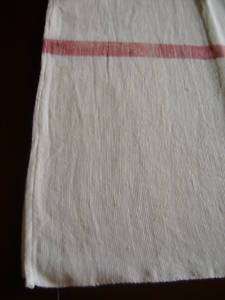 Vintage White Dish Towel w/2 Red Horizontal Stripes  