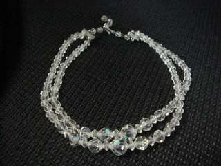 VINTAGE DOUBLE ROW CRYSTAL NECKLACE CHOCKER  