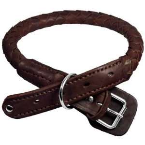  Woven Knot Brown Leather Adjustable Buckle Pet Dog Collar 