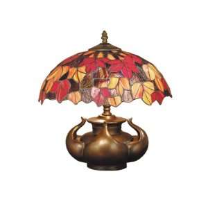   Table Lamp, Antique Bronze and Art Glass Shade: Home Improvement