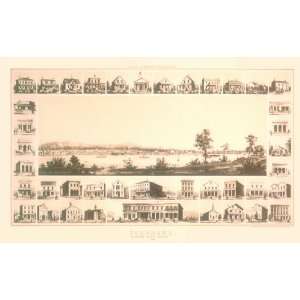   View of Portland, OR, 1858, Antique Map Wall Art