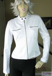 GUESS White Alexia Moto Cotton Blend Jacket NWT  