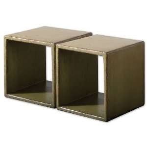 Uttermost 15.8 Inch Tico Green Tables Set/2 Solid, Plantation Grown 