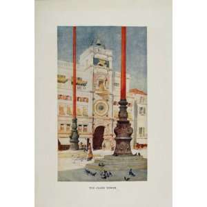  1907 Print Clock Tower Torre dellOrologio Venice Italy 