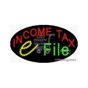 Income Tax E File LED Sign 15 inch tall x 27 inch wide x 3.5 inch deep 