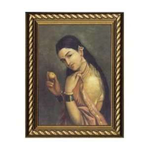  Raja Ravi Varma Framed Prints   Lady Holding a Fruit: Home 