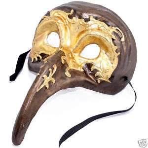 Venetian Mask Mardi Gras Gilded BRONZE Beak Nose Party  