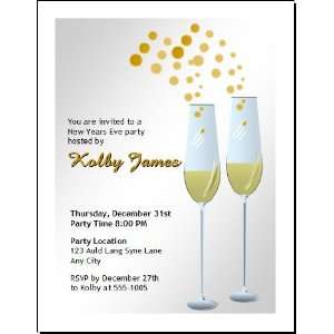  Champagne Bubbly New Years Party Invitation Health 