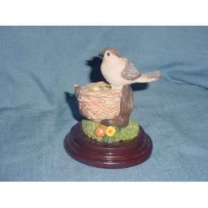  Bird on Nest Figure on Wood Base 
